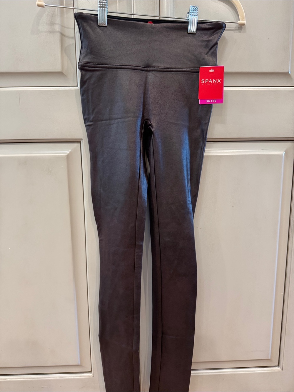 SPANX Wine Colored Faux Leather High-Waist Shaping Jeggings